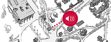 Illustrativ bild med högtalare som relaterar till en plats på översiktsbild
